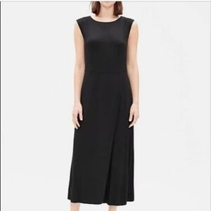 Eileen Fisher Wrap Jumpsuit Viscose Wide Cropped Asymmetrical Black Size XS/TP